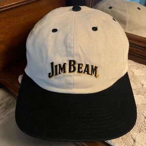 JIM BEAM Classic Embroidered Logo Kentucky Whiskey Adjustable Ball Cap White GUC